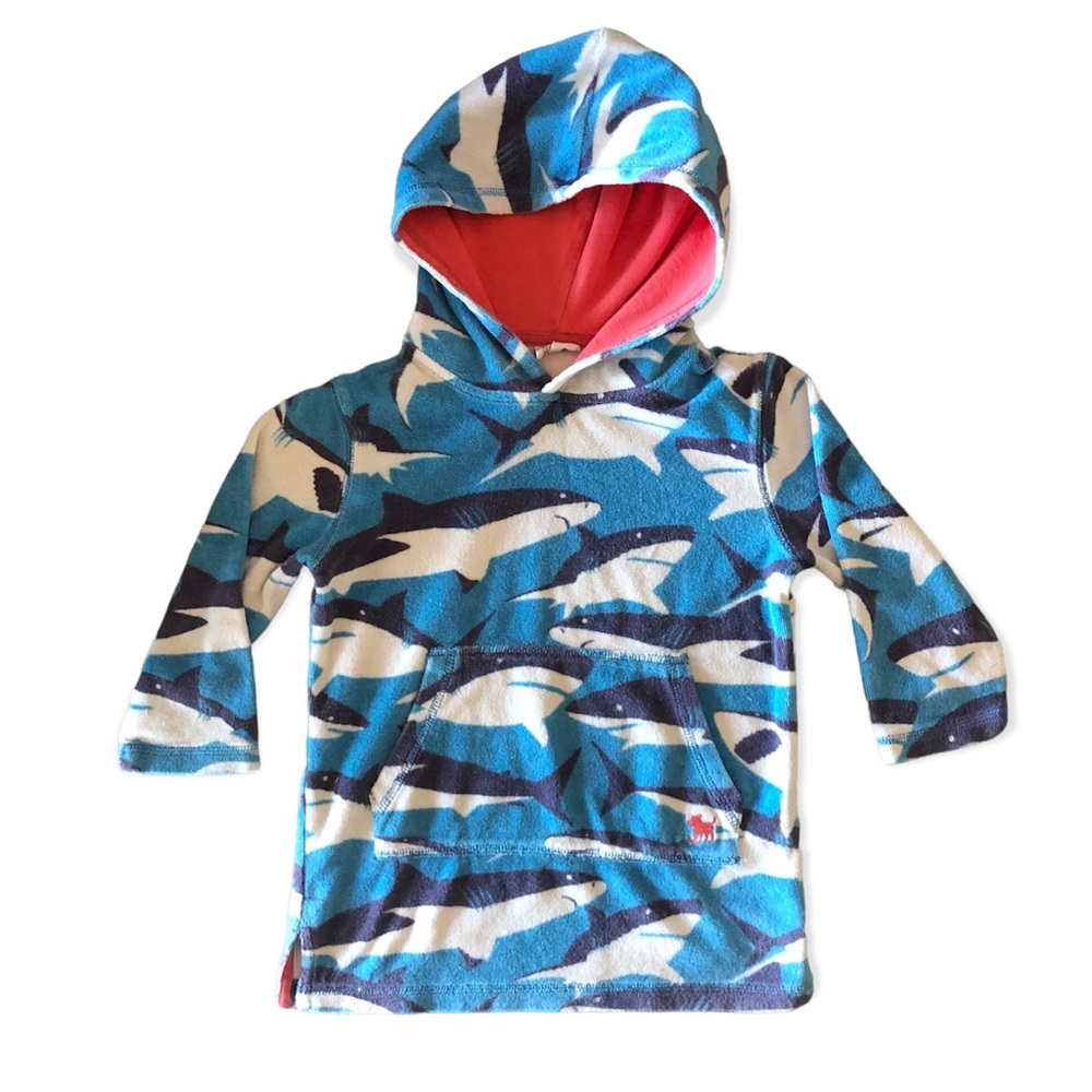 Mini Boden Blue Shark Print Kids Swim Coverup